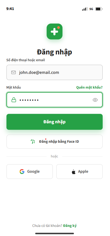 Login screen